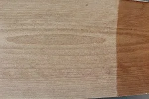 Porovnání textury dubu a buku vedle sebe.